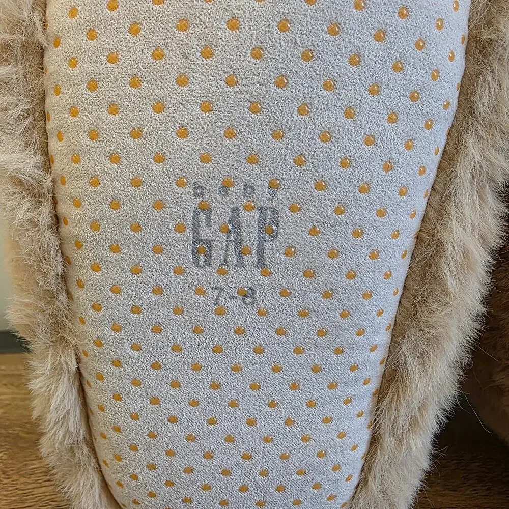 babyGap Bear Slippers Kids Size 7 8 Tan Plush Cozy Animal Toddler House Shoes